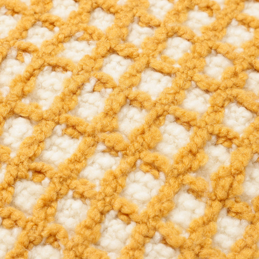 ワッフルフリンジ クッションカバー 45×45 イエロー（084）