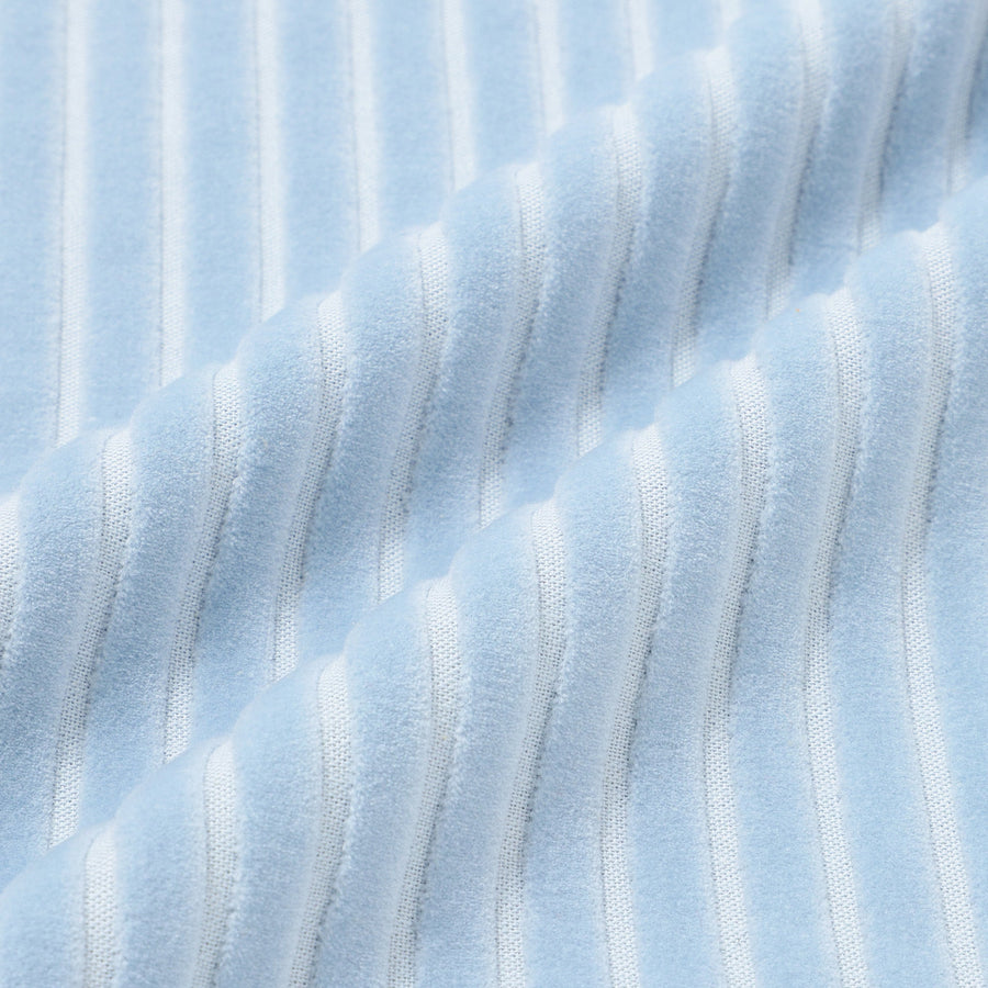 ストライプベルベット クッションカバー 45×45 ブルー（106）