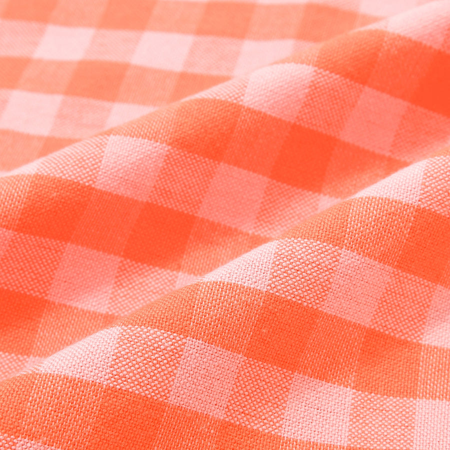 フリルチェック クッションカバー 45×45 オレンジ（C-089）