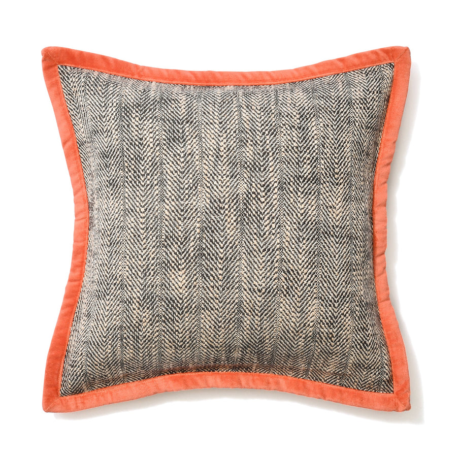 へリンボンフランジ クッションカバー 45×45 ブラック（079）