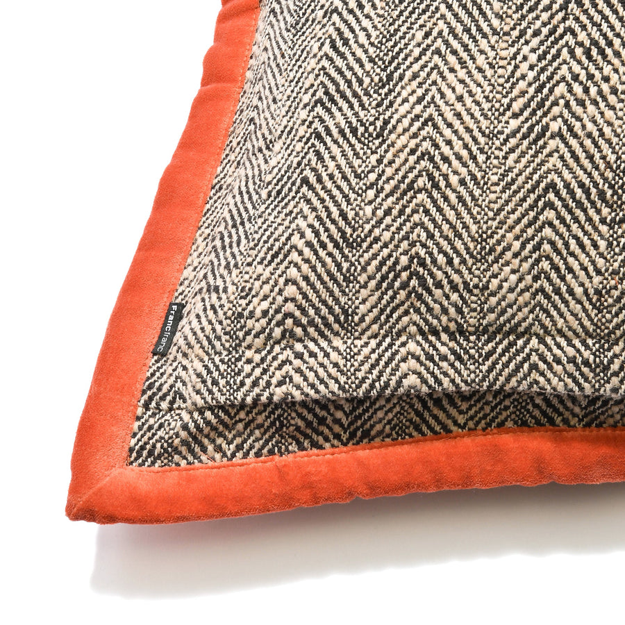 へリンボンフランジ クッションカバー 45×45 ブラック（079）