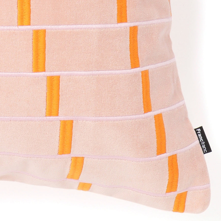 EMBジオメトリック クッションカバー 45×45 ピンク（B-087）