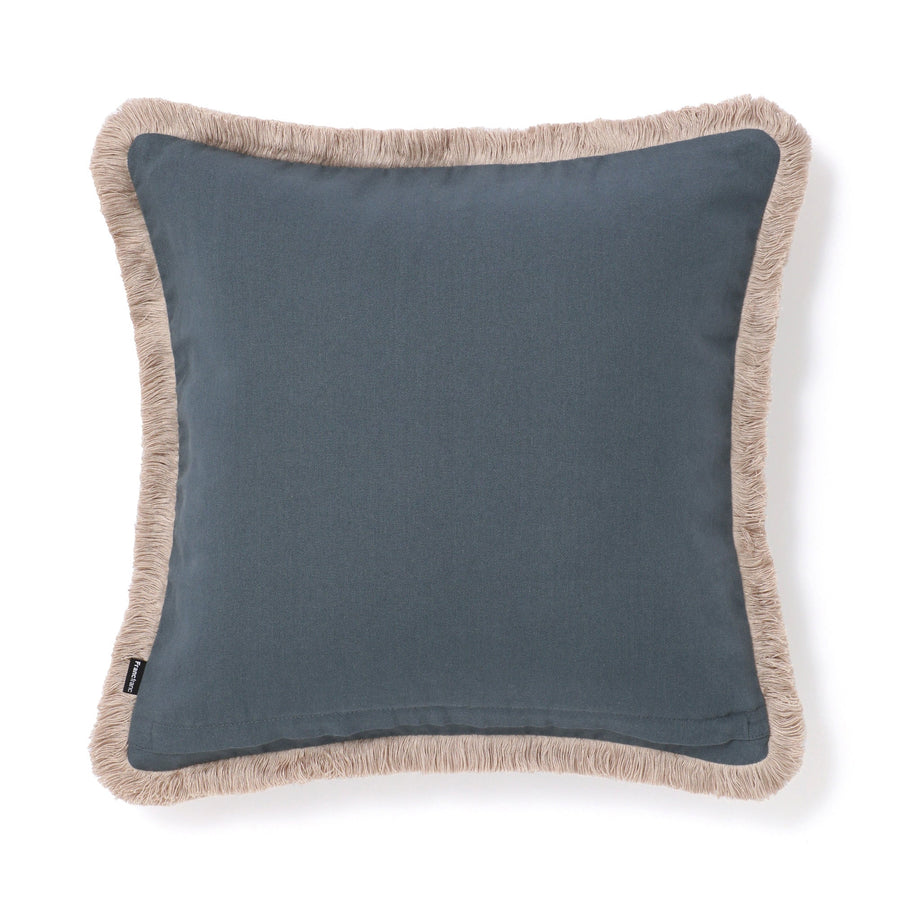 ベルベットフリンジ クッションカバー 45×45 ブルー（091）