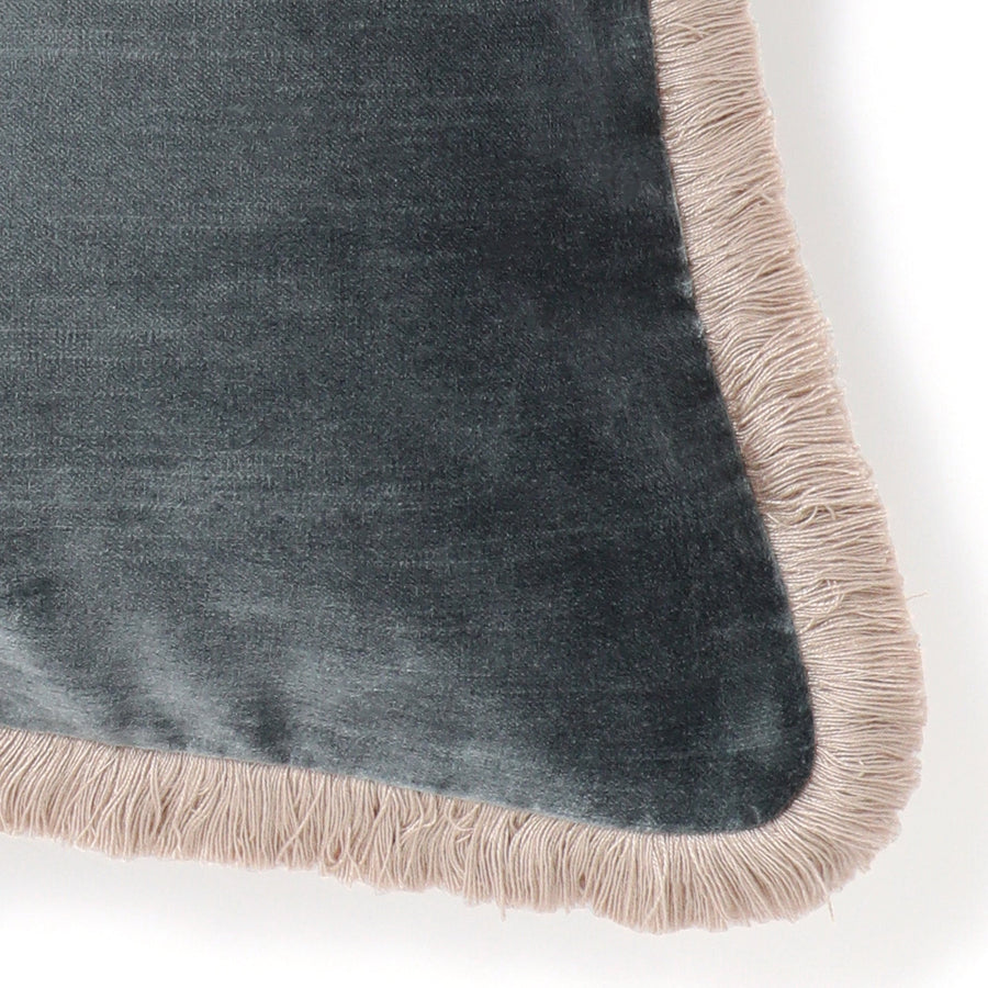 ベルベットフリンジ クッションカバー 45×45 ブルー（091）