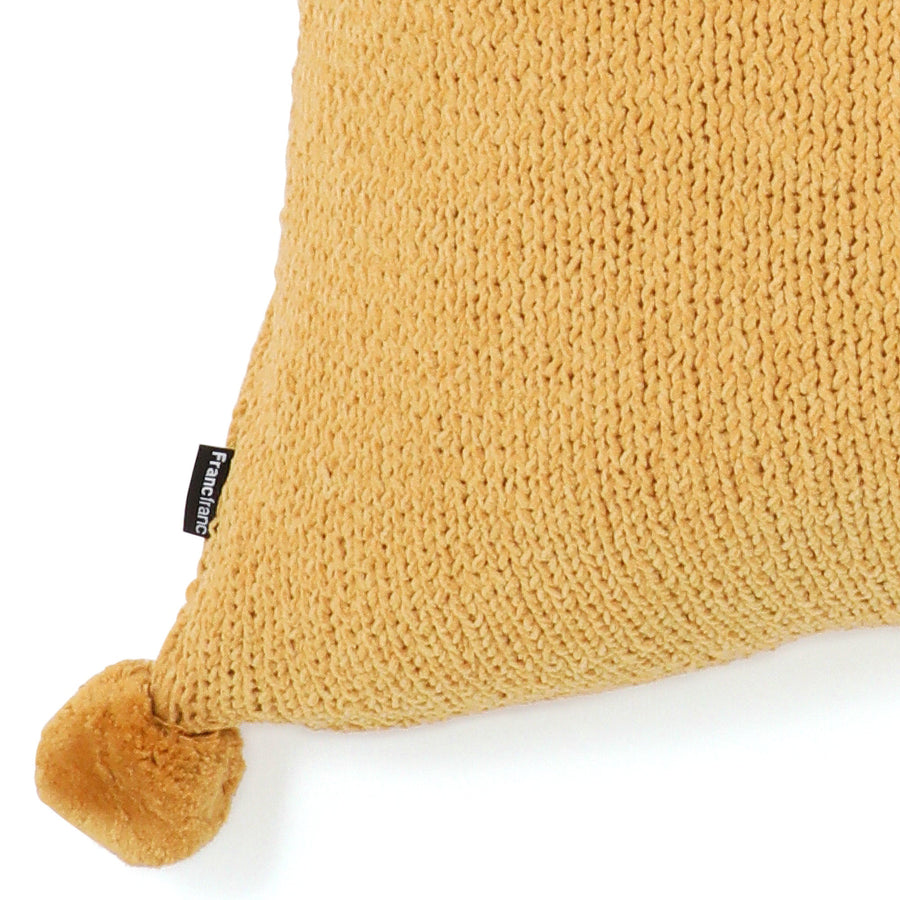 ポンポンニット クッションカバー 45×45 イエロー（060）