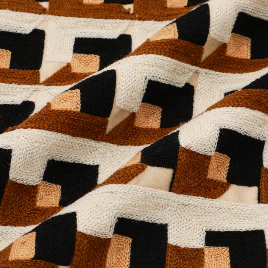 EMBジオメトリック クッションカバー 45×45 ベージュ（A-026）