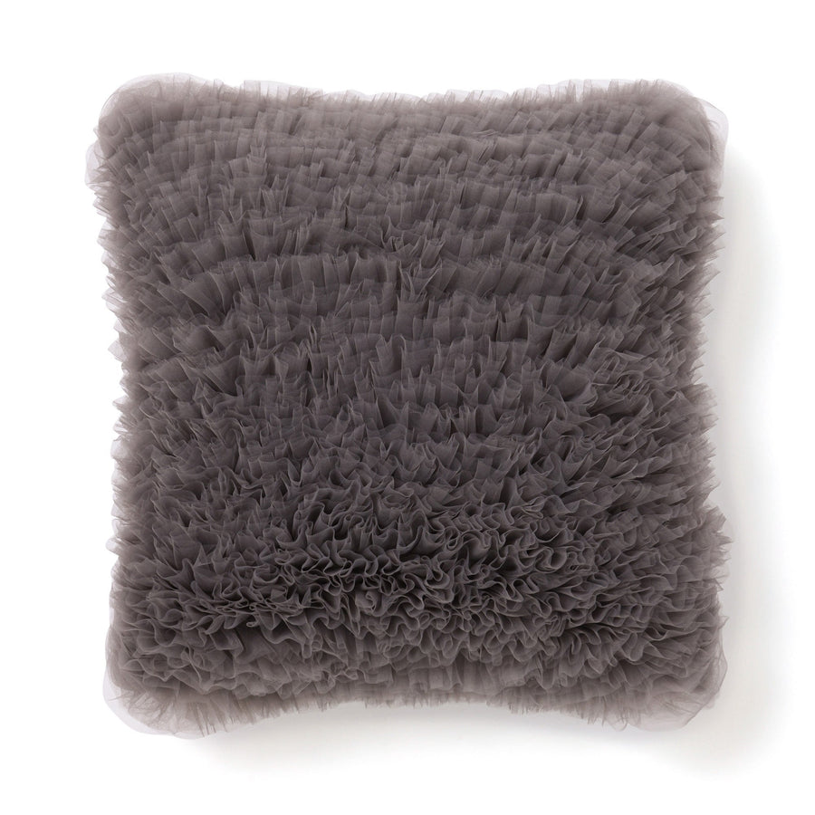 チュールフリル クッションカバー 45×45 グレー（025）