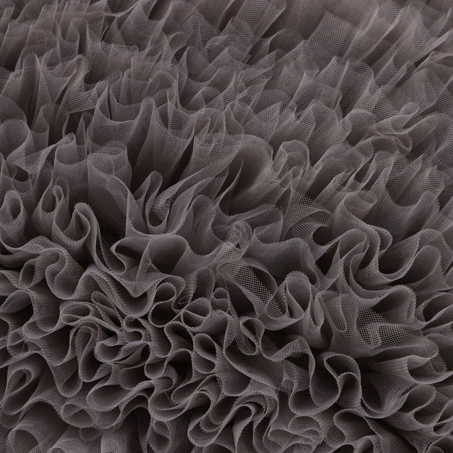 チュールフリル クッションカバー 45×45 グレー（025）