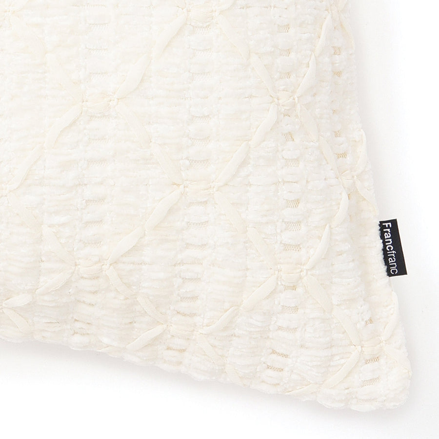 シェニールリボン クッションカバー 45×45 アイボリー（029）