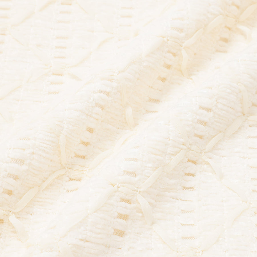 シェニールリボン クッションカバー 45×45 アイボリー（029）