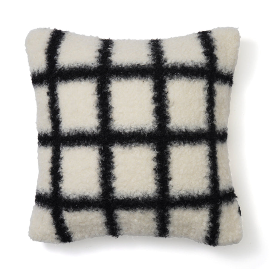 チェックボア クッションカバー 45×45 ホワイト（038）