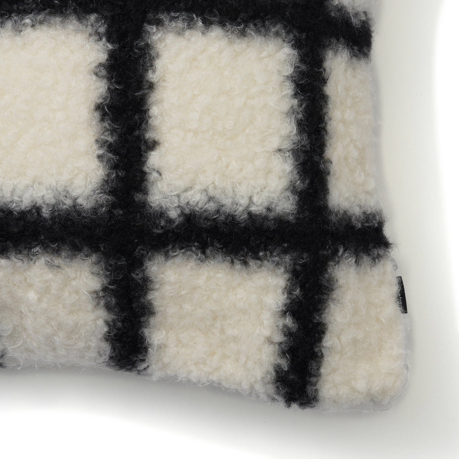 チェックボア クッションカバー 45×45 ホワイト（038）