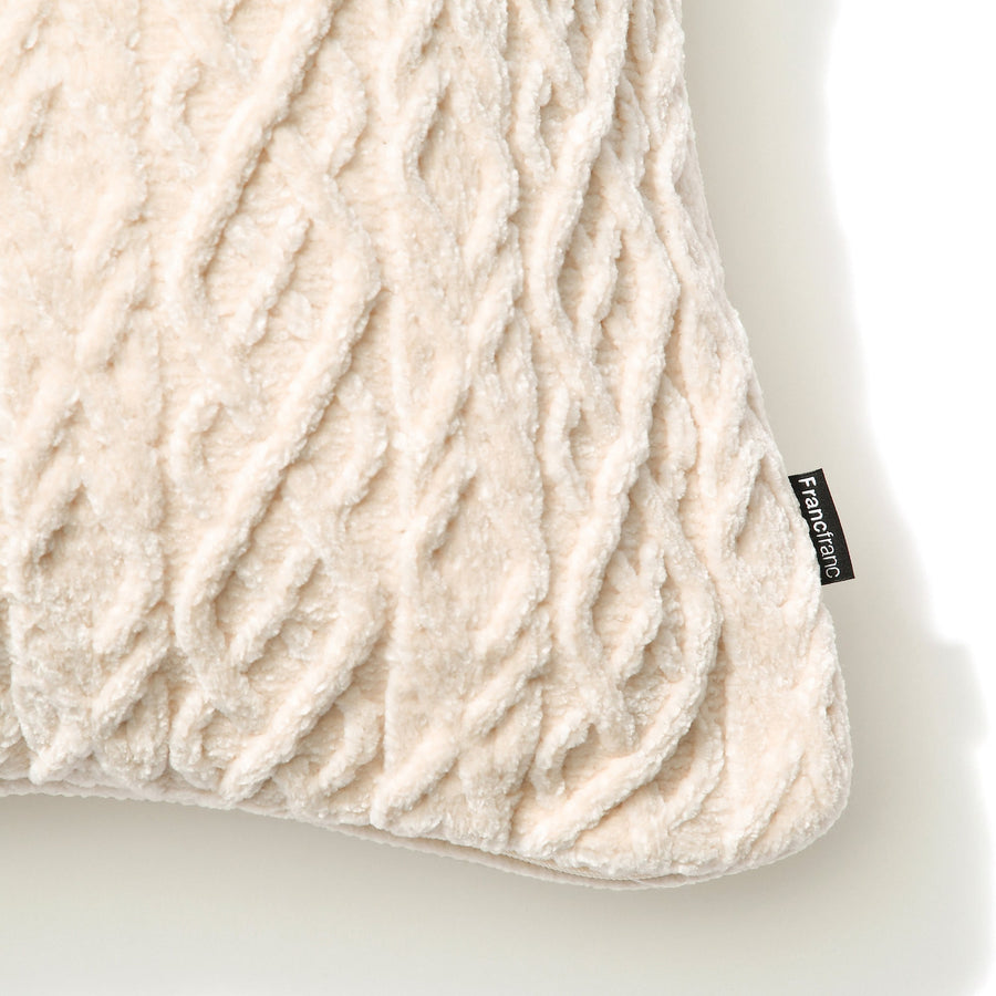 ニットシェニール クッションカバー 45×45 アイボリー（009）