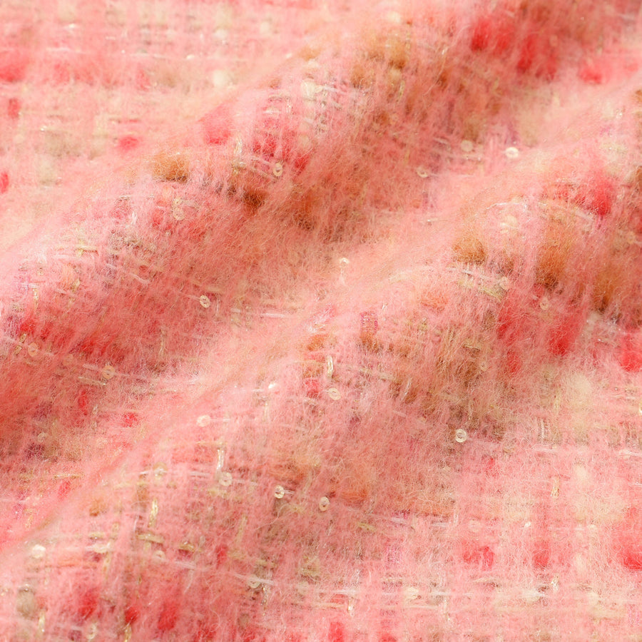 モヘアライクツイード クッションカバー 45×45 ピンク（102）