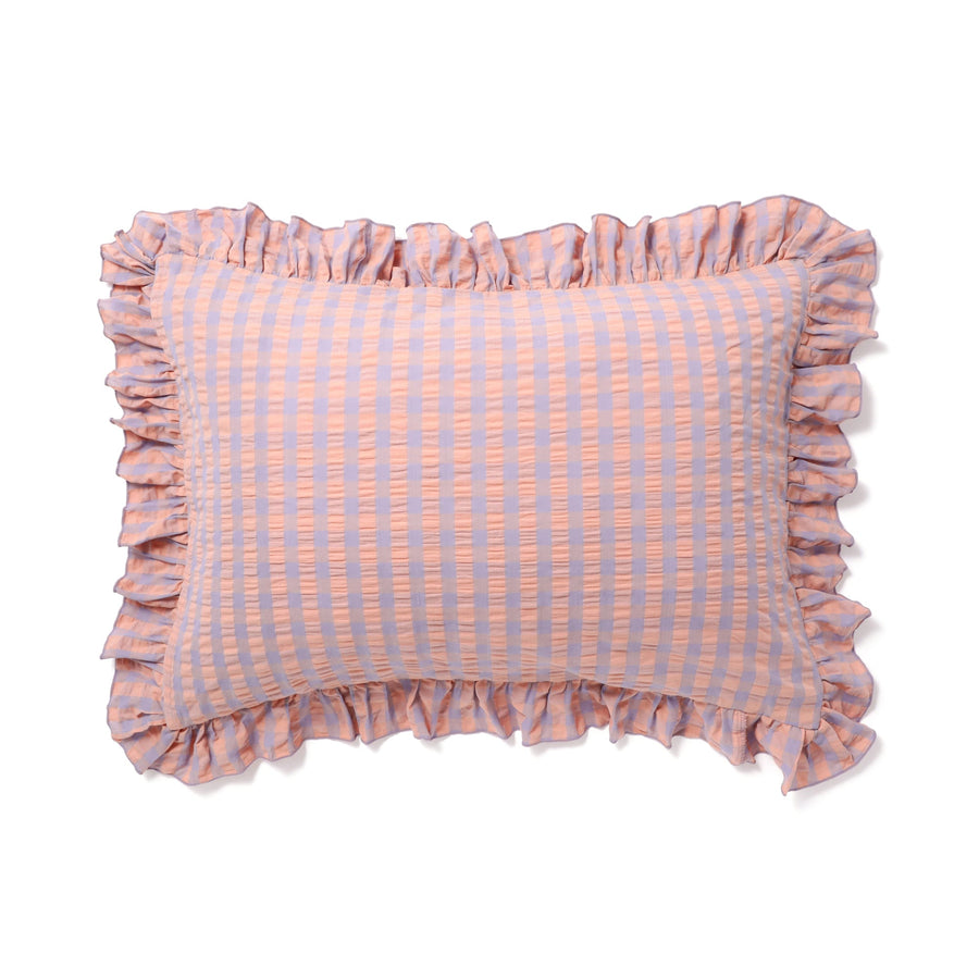 Frill Check Pillow Cover 700 x 500 Orange x Purple