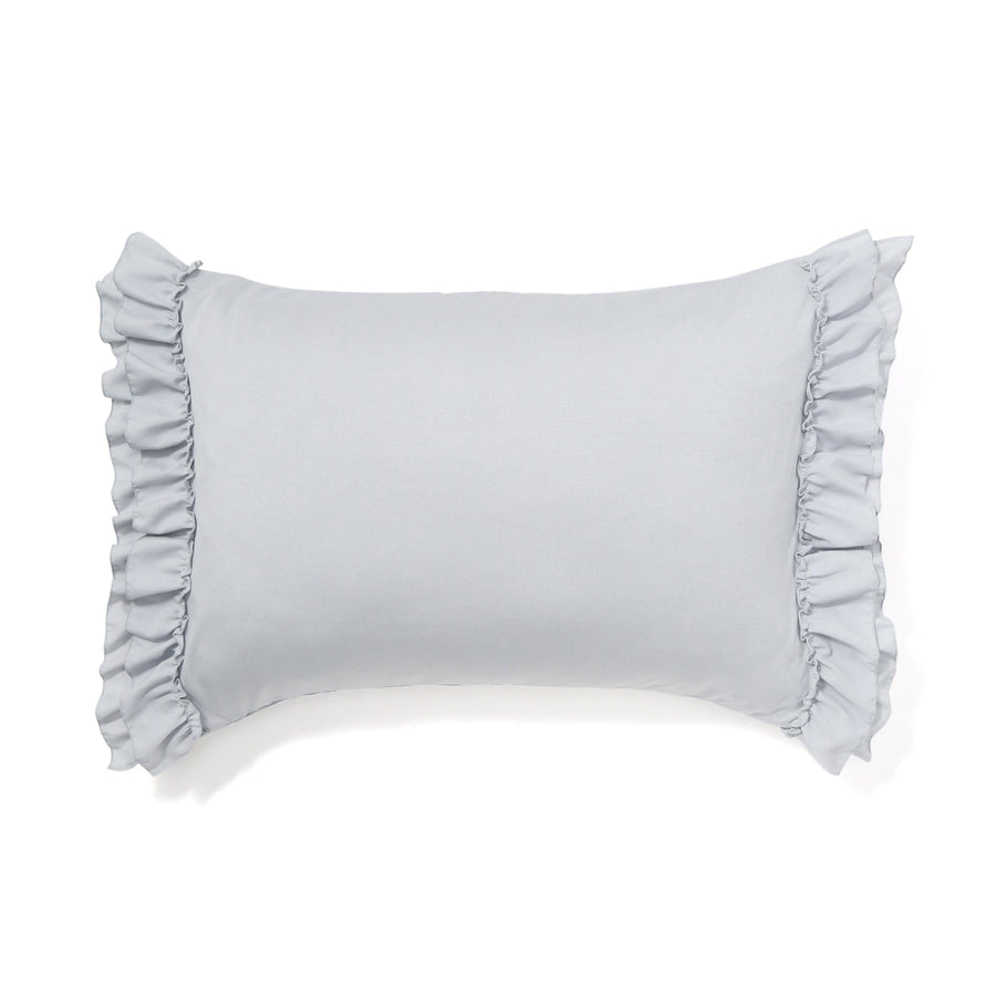 Fluffy cooling pillow cover, ruffle, 700 x 500, gray