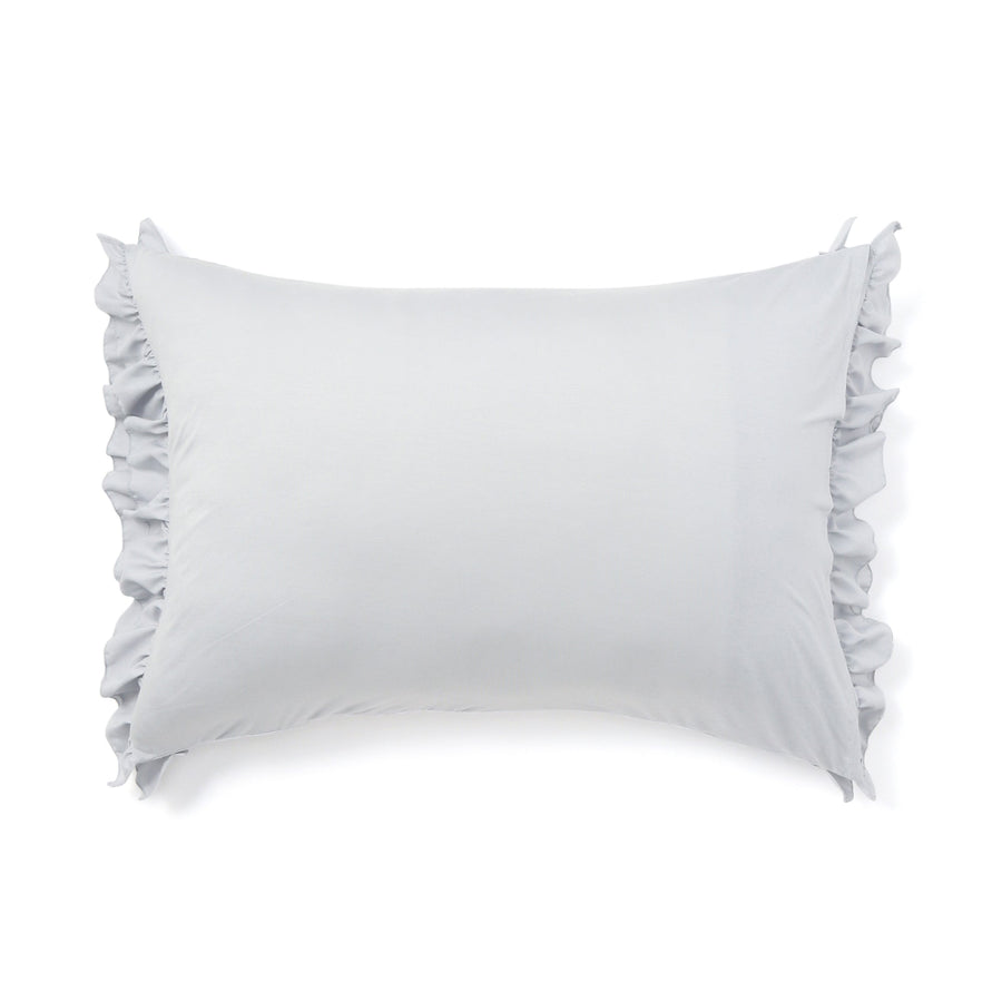 Fluffy cooling pillow cover, ruffle, 700 x 500, gray