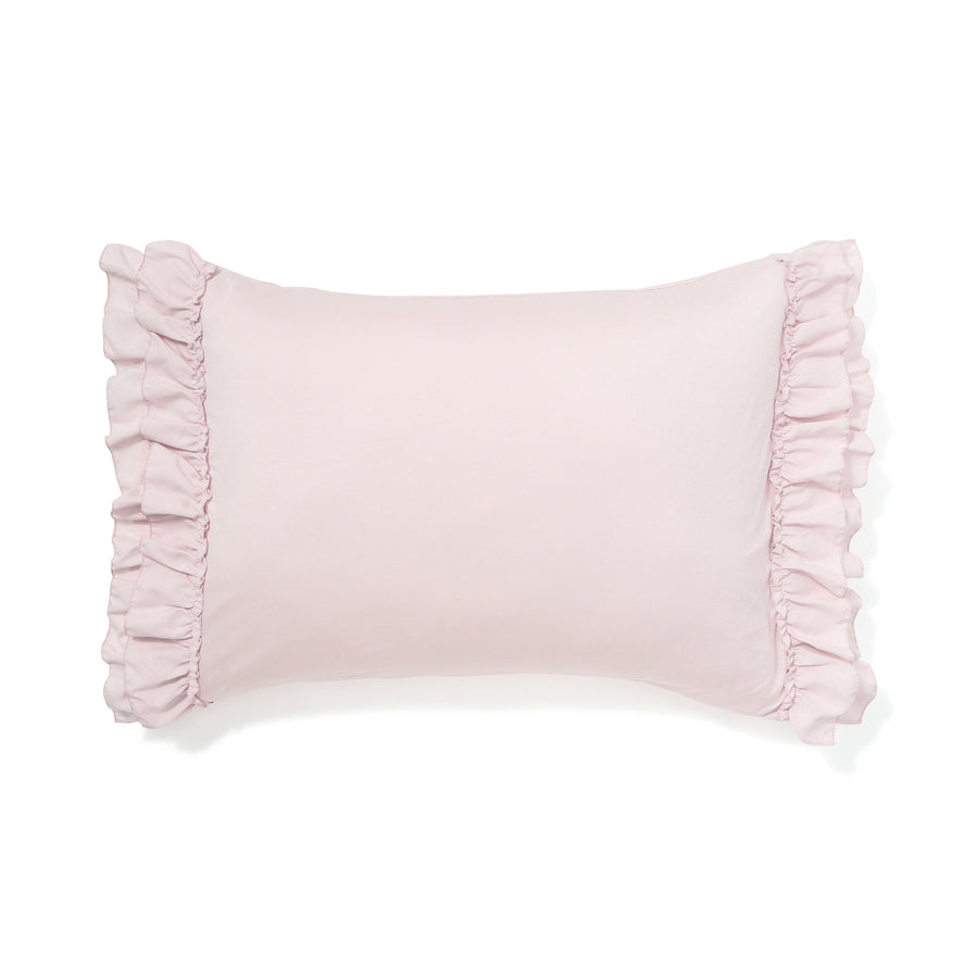 Fluffy cooling pillow cover, ruffle, 700 x 500, pink