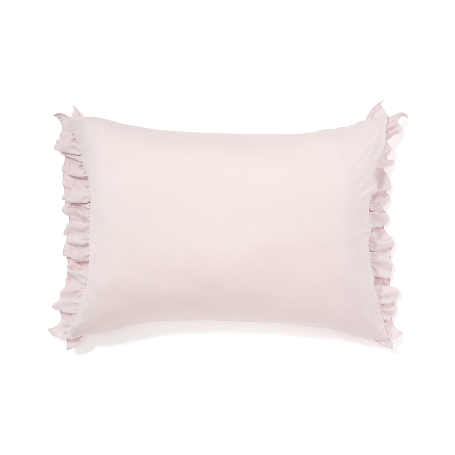 Fluffy cooling pillow cover, ruffle, 700 x 500, pink