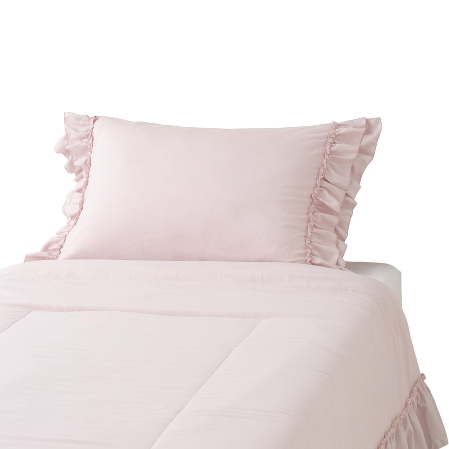 Fluffy cooling pillow cover, ruffle, 700 x 500, pink