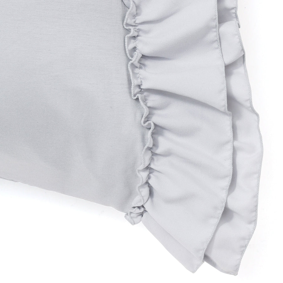 ふわろ 夏でもひんやりもちもち まくらカバー フリル 700×500 グレー