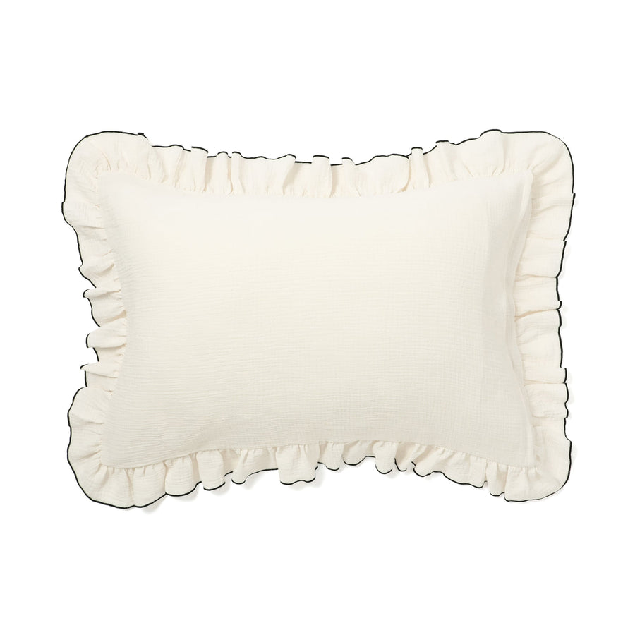 フリル ガーゼ まくらカバー 700×500 アイボリー×ブラック