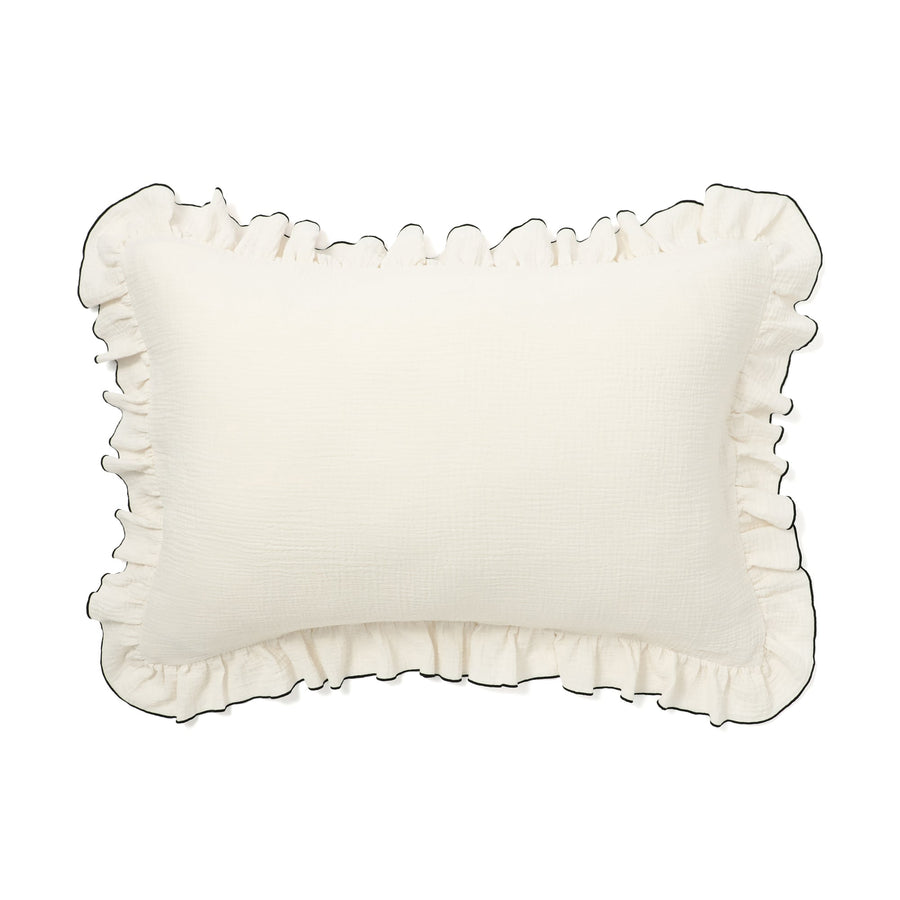 フリル ガーゼ まくらカバー 700×500 アイボリー×ブラック