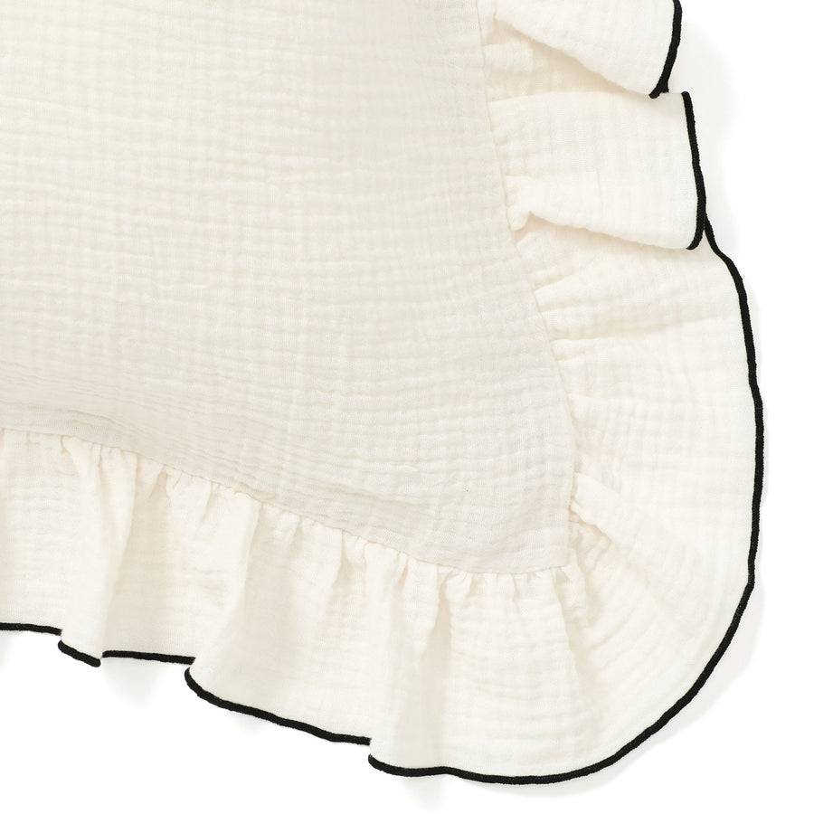 フリル ガーゼ まくらカバー 700×500 アイボリー×ブラック