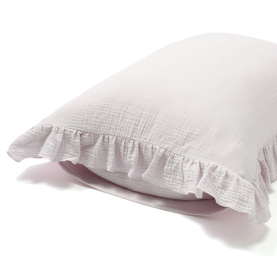 フリル ガーゼ まくらカバー 700×500 ライトパープル