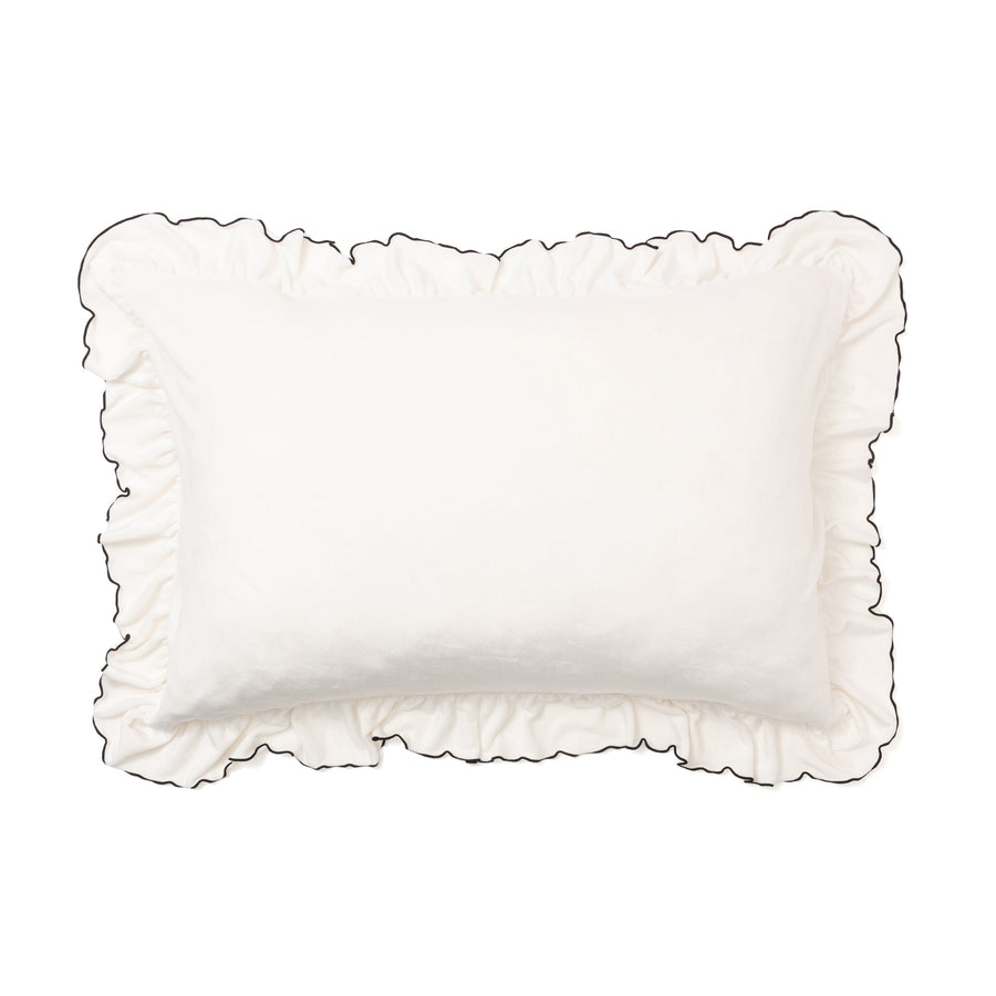 WARMY アルガンオイル加工 フリル まくらカバー ホワイト×ブラック