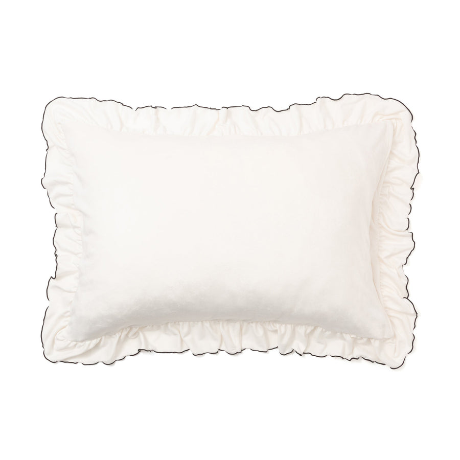 WARMY アルガンオイル加工 フリル まくらカバー ホワイト×ブラック