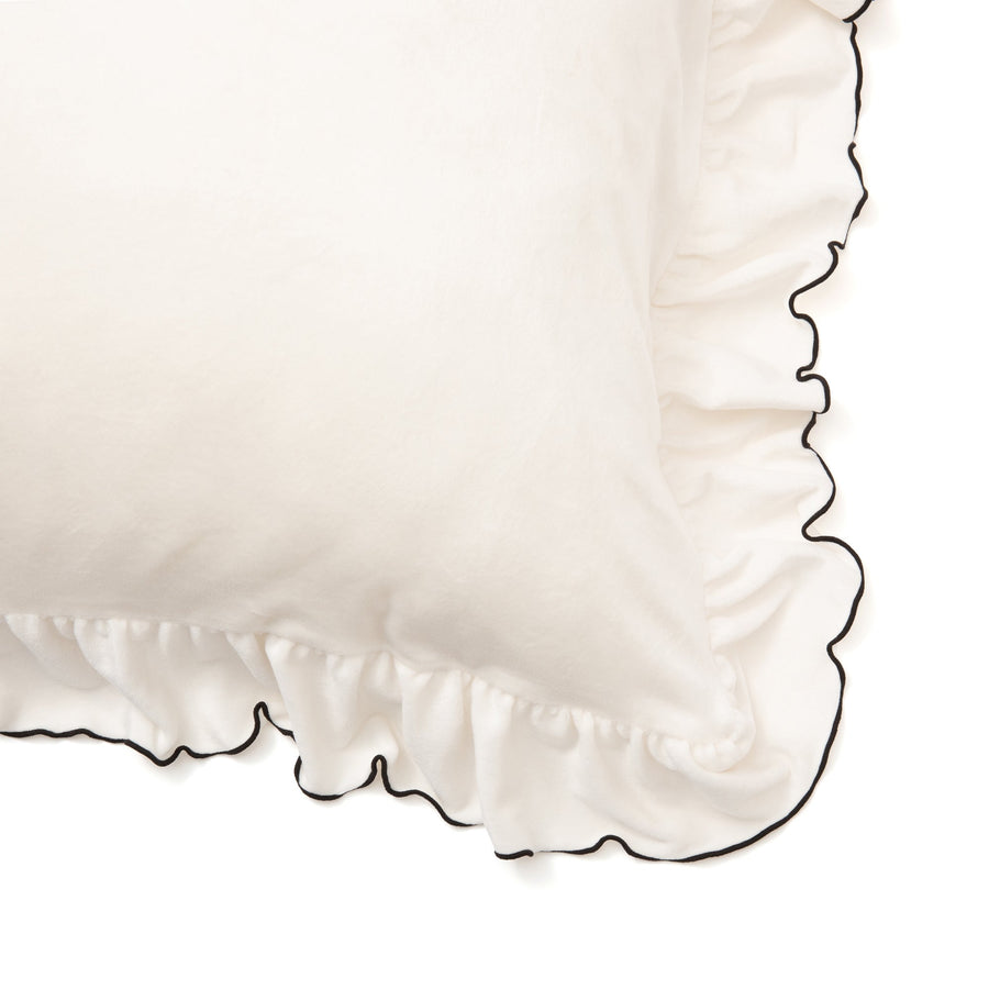 WARMY アルガンオイル加工 フリル まくらカバー ホワイト×ブラック
