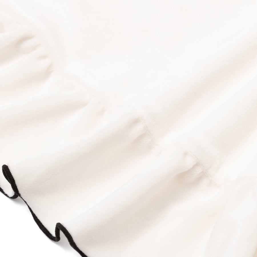 WARMY アルガンオイル加工 フリル まくらカバー ホワイト×ブラック