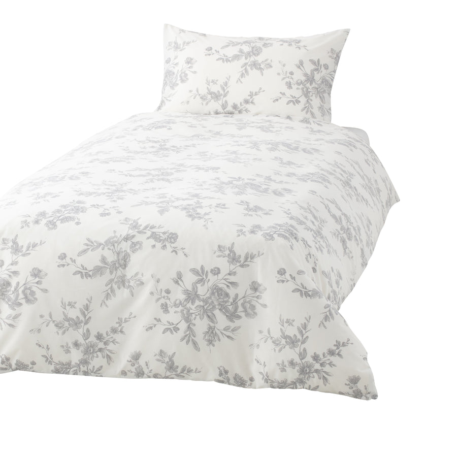 Classic Flower Duvet Cover, Single, Grey