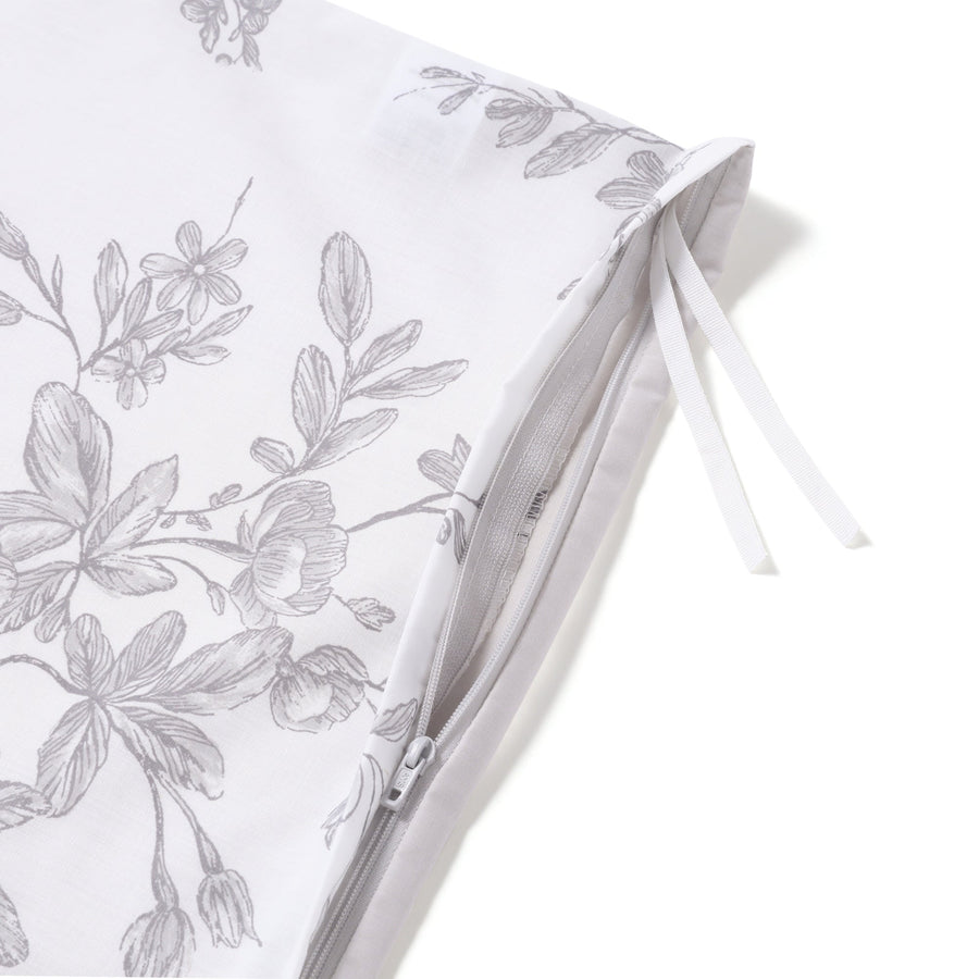 Classic Flower Duvet Cover, Single, Grey