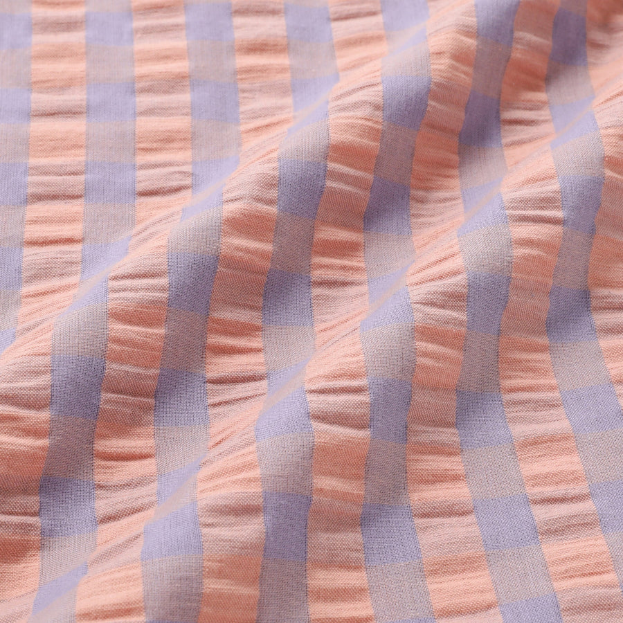 Frill Check Duvet Cover Single Orange x Purple