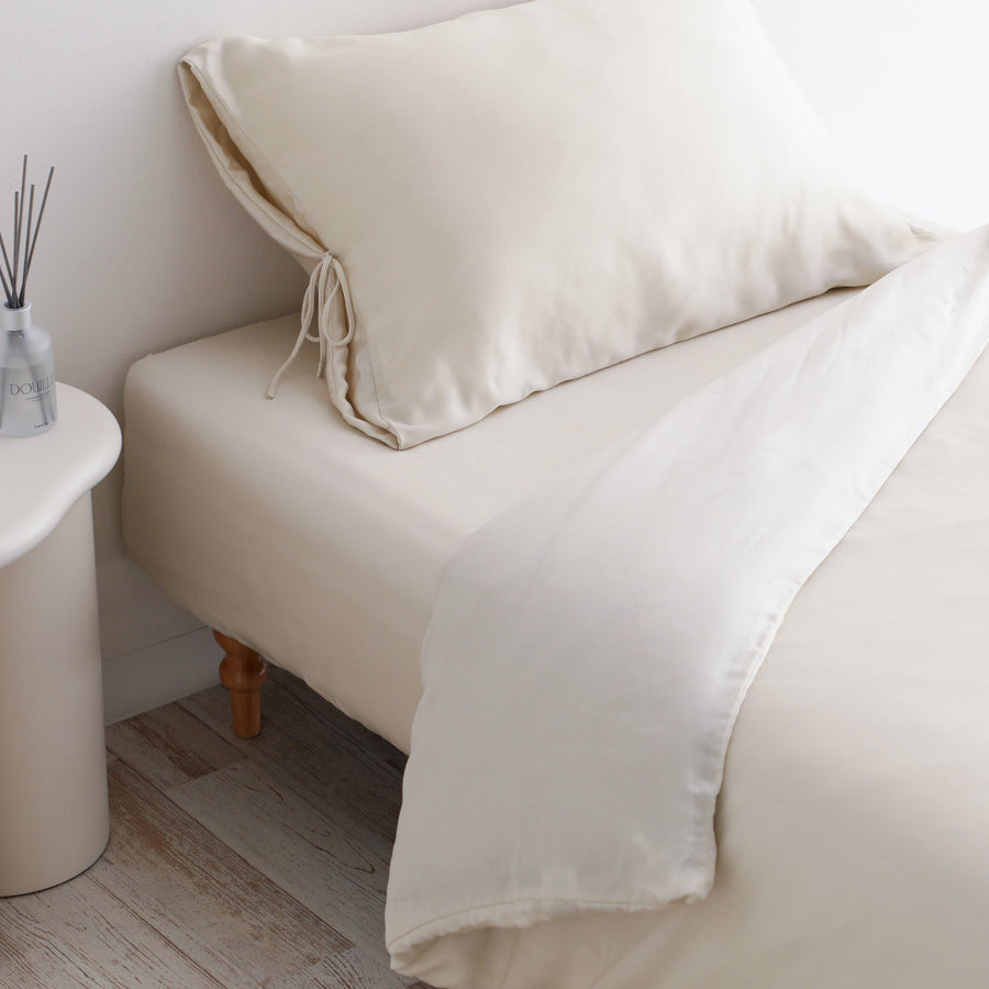 CICA加工 スリムリボン 掛け布団カバー シングル アイボリー