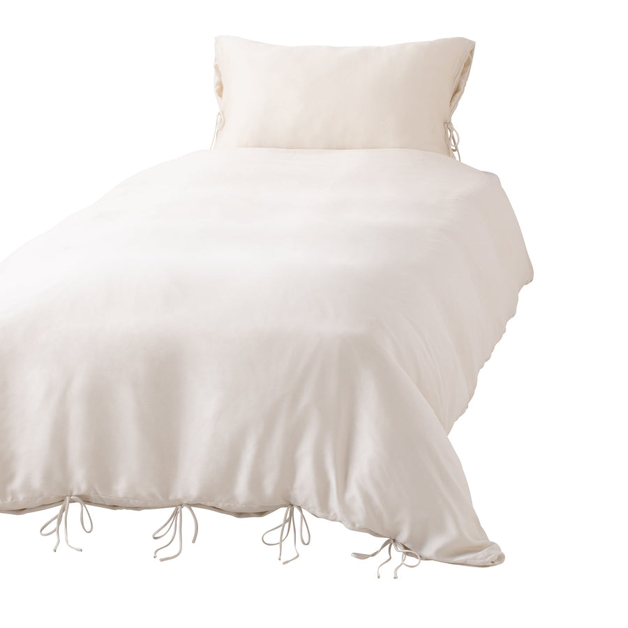 CICA加工 スリムリボン 掛け布団カバー シングル アイボリー