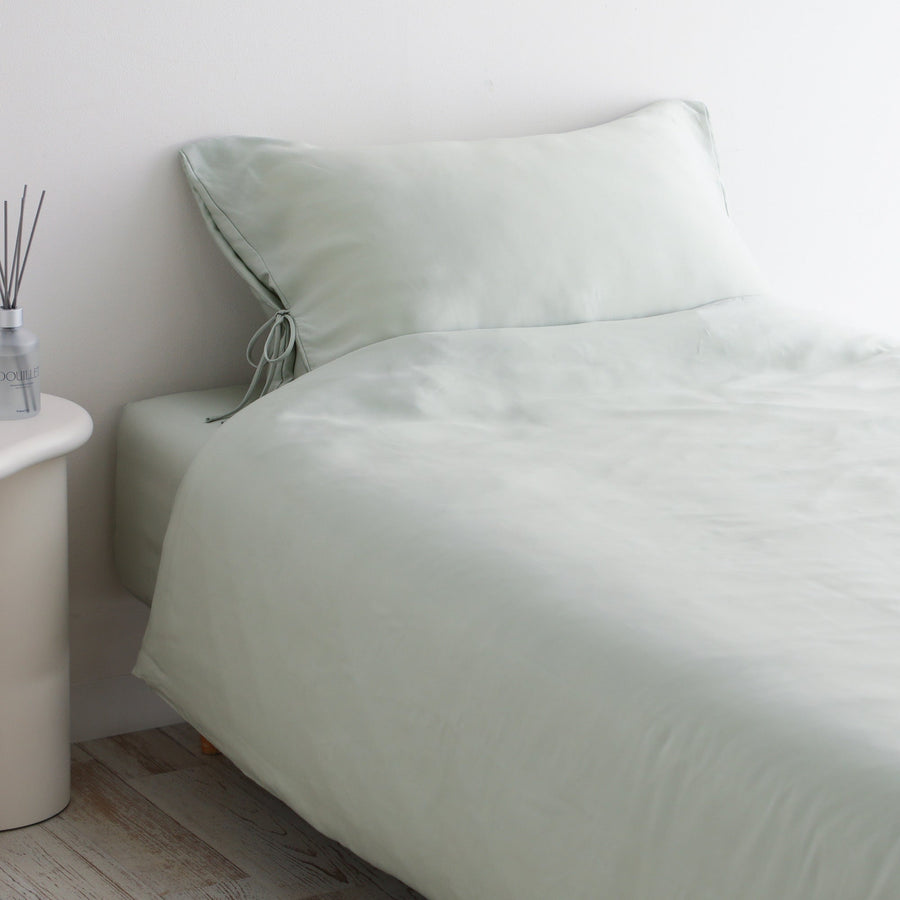 CICA加工 スリムリボン 掛け布団カバー セミダブル ライトグリーン