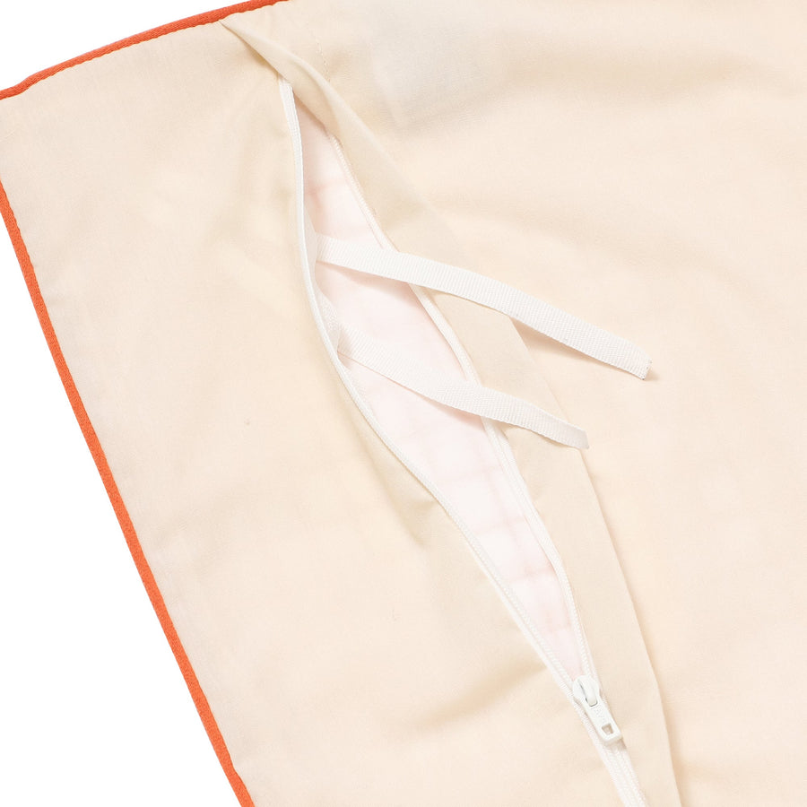 シアーチェック 掛け布団カバー シングル ホワイト×オレンジ