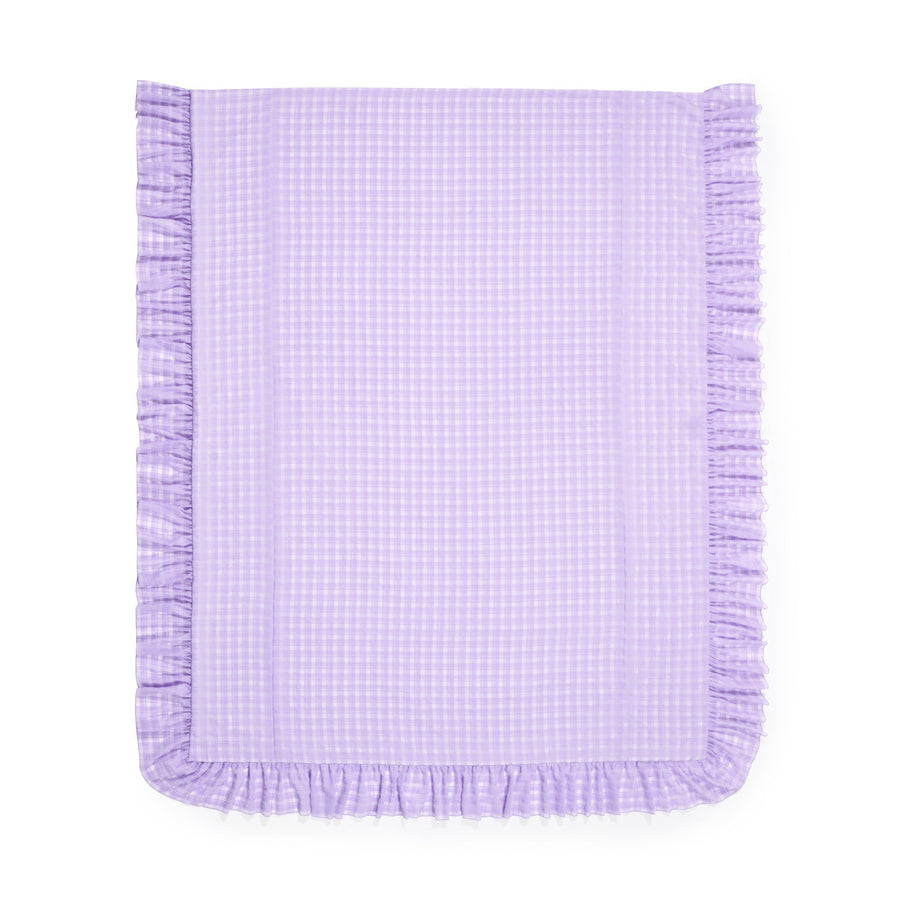 シアーチェック フリル 掛け布団カバー セミダブル パープル