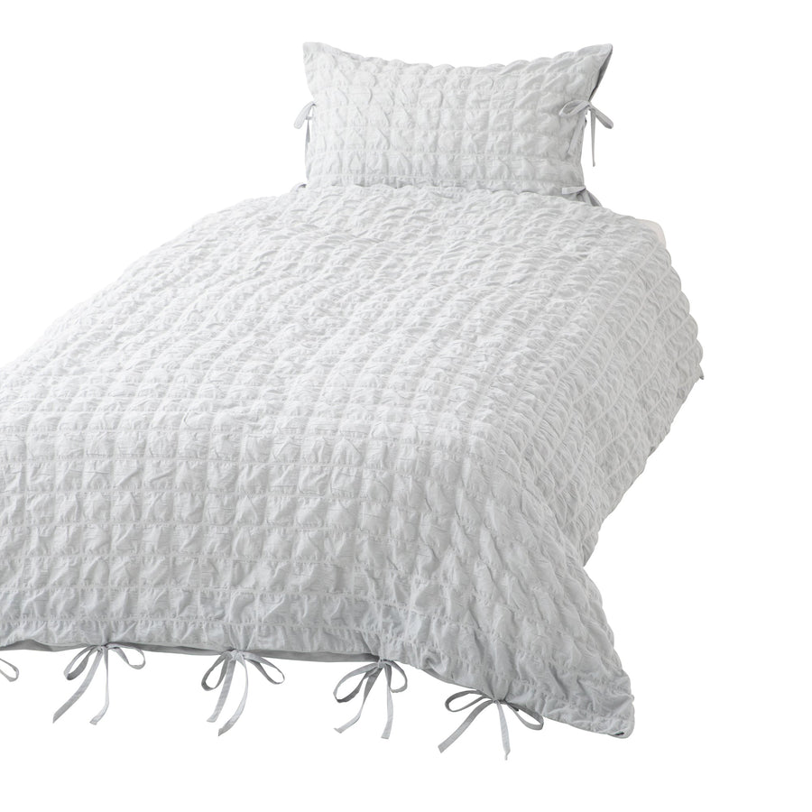 シアサッカーチェック 掛け布団カバー シングル ライトブルー