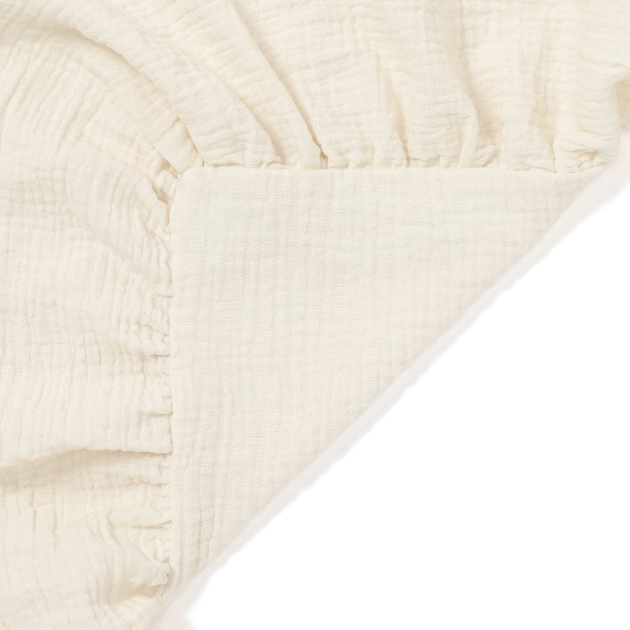 フリル ガーゼ 掛け布団カバー シングル アイボリー×ブラック