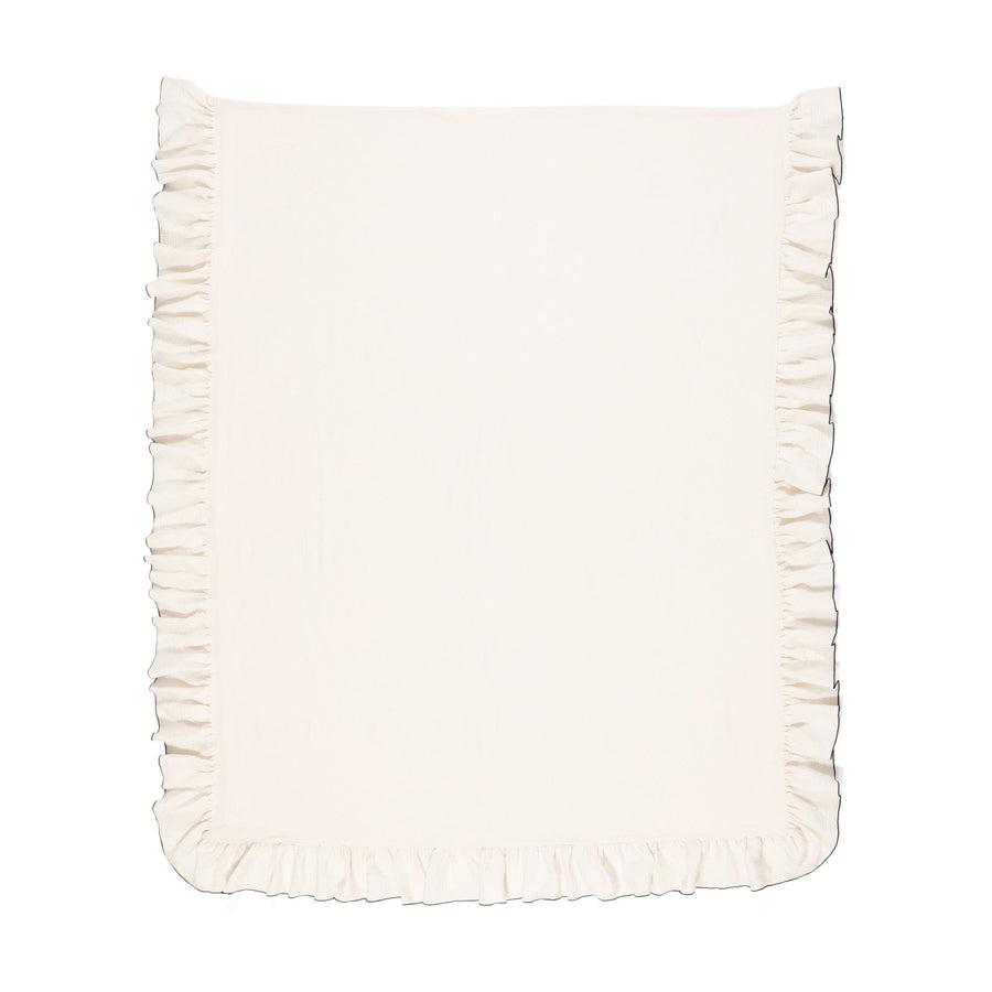 フリル ガーゼ 掛け布団カバー シングル アイボリー×ブラック