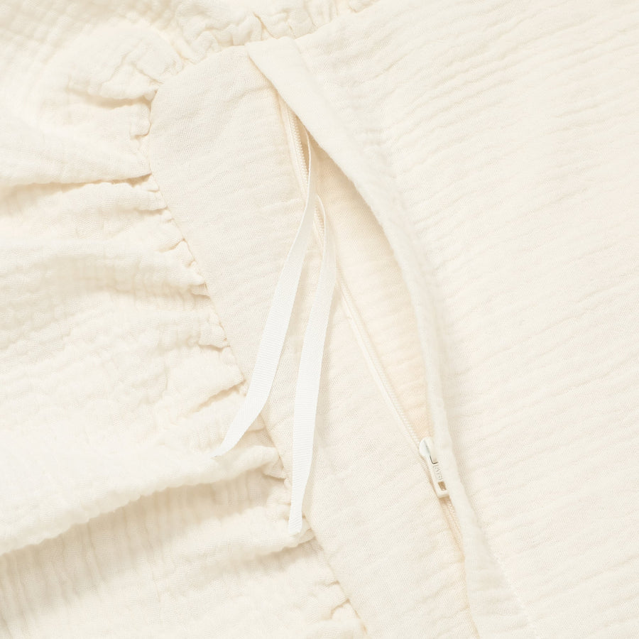 フリル ガーゼ 掛け布団カバー セミダブル アイボリー×ブラック