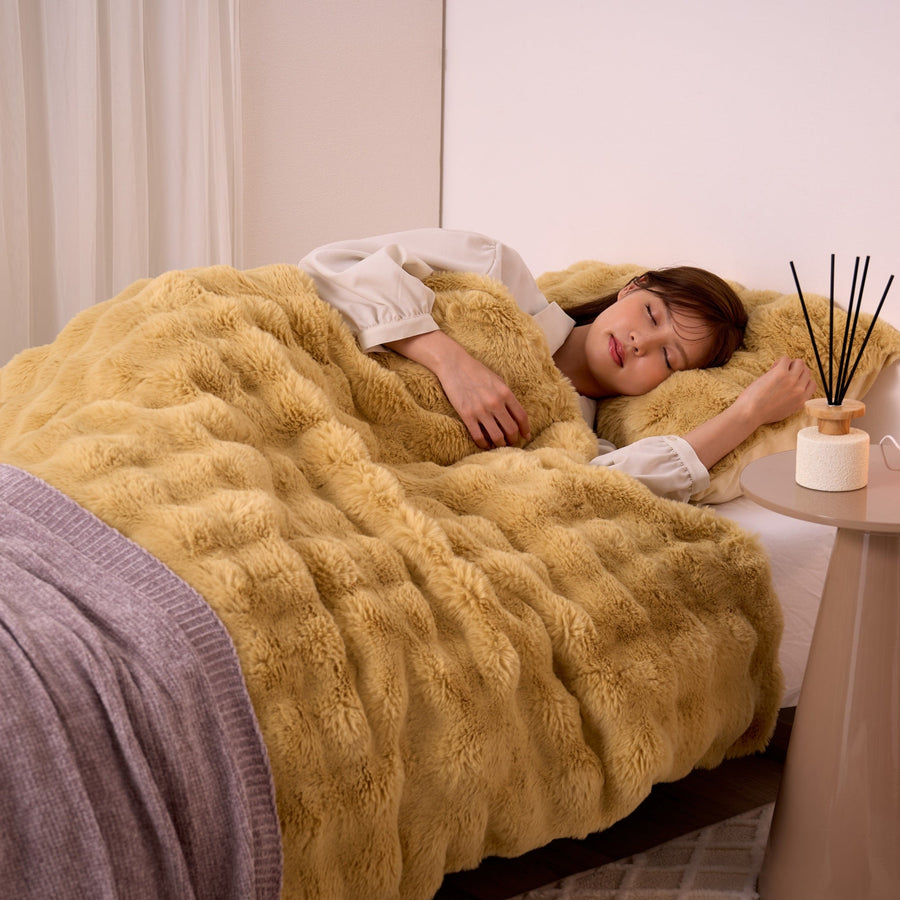 WARMY ポコモコファー 掛け布団カバー セミダブル イエロー