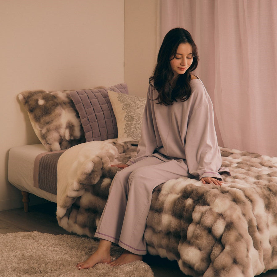 WARMY ポコモコファー 掛け布団カバー セミダブル グレー