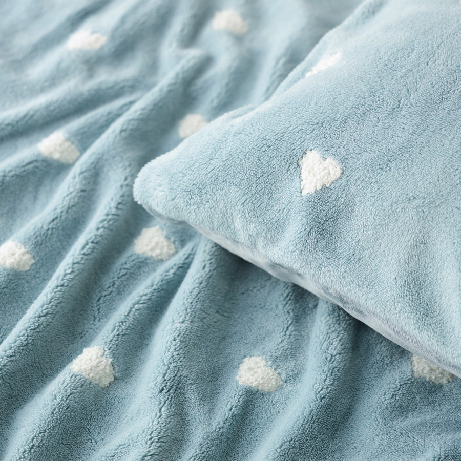 WARMY ハート 掛け布団カバー シングル ブルー