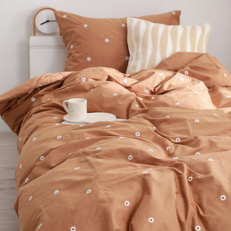 デイジーエンブロイダリー 掛け布団カバー セミダブル ベージュ