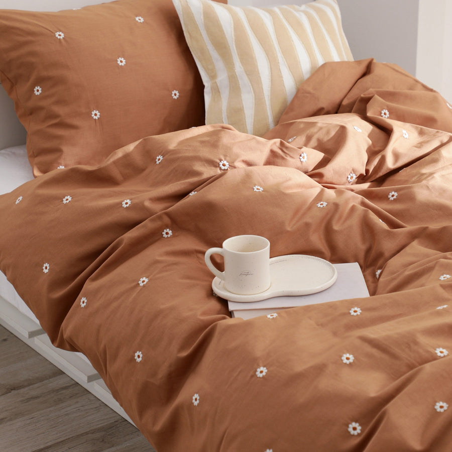 デイジーエンブロイダリー 掛け布団カバー ダブル ベージュ